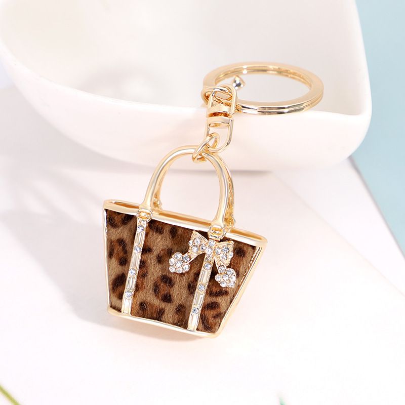 Creative Leopard Print Small Bag Shape Keychain Exquisite Car Pendant Small Gift Spot_viptrois.com