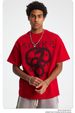 Auspicious Snake Zodiac Printed Men's Short-sleeved T-shirt Red Festive Pure Cotton Men's T_viptrois.com