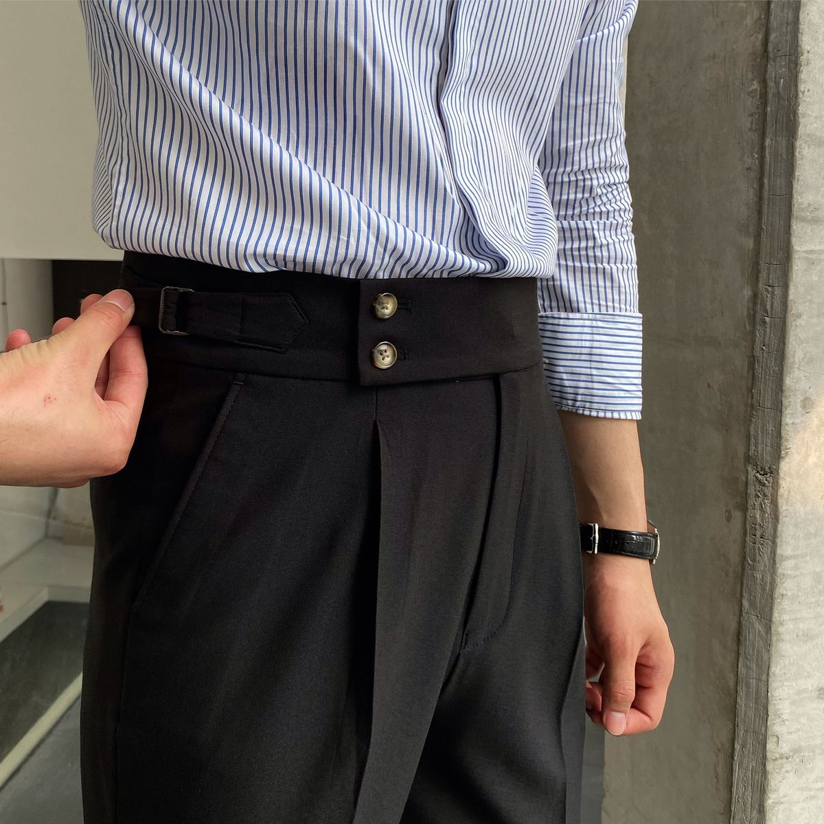 Men's Clothing Naples British Drape High Waist Straight Pants Autumn Casual Pants Trendy Trousers_viptrois.com