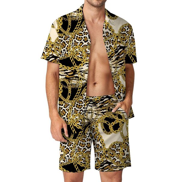 Men's Clothing Foreign Trade European Size Men's Casual Loose Shirt Suit Hawaiian Seaside 3D Digital Printing Beach Short Sleeves_viptrois.com
