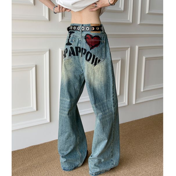 Men's Clothing Straight Casual Trendy Washed Sports Handsome High Street Loose Pants_viptrois.com