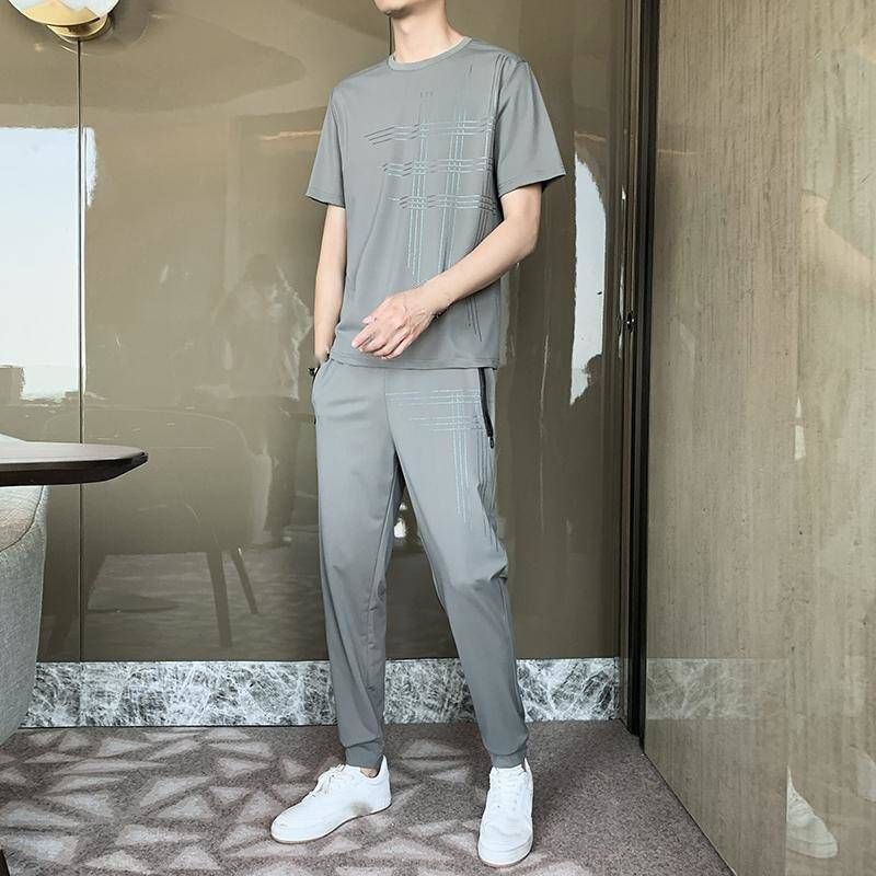 The New Summer Casual Sportswear Set For Men Is A Loose, Large-sized Ice Silk Thin Suit That Is Cool, Quick-drying And Breathable. It's A Trendy Set_viptrois.com