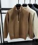 Men’s Waffle-Knit Fleece-Lined Zip-Up Half-Turtleneck Sweatshirt – Winter Thermal Long Sleeve Shirt With Mid-Neck Design, Breathable Layering Base_viptrois.com