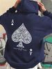 Men's Autumn And Winter Casual Fashionable Loose Hooded Sweatshirt With Geometric Spade Print Warm Long Sleeved Pullover_viptrois.com