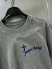 100% Cotton Washed Vintage Men's 3-Pack T-shirts Jesus Christ Cross Text Print Crew Neck Short Sleeve Casual Tops In Gray Brown Light Gray_viptrois.com