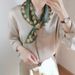 Creative perforated small silk scarf for girls, love, versatile temperament, small silk scarf, hairband, spring and autumn new decorative scarf_viptrois.com