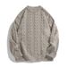 Monochrome Man- Hanlu Japanese Style Men's Cable Knit Solid Color Crew Neck Sweater Unisex Autumn Winter Loose Retro Knitted Cardigan_viptrois.com