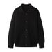 Autumn Trendy Fashion Casual Versatile Men's Exquisite Lapel Solid Color Loose Long Sleeve Knitted Cardigan Sweater_viptrois.com