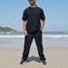 Men's Summer Waffle Knit Short Sleeve Set – Breathable & Casual (T-Shirt & Shorts, S-XXXL)_viptrois.com