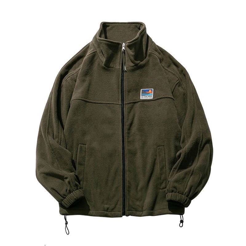 Autumn And Winter Fleece Hoodie Casual Jacket Stand Collar Lambhair Fleece Jacket_viptrois.com