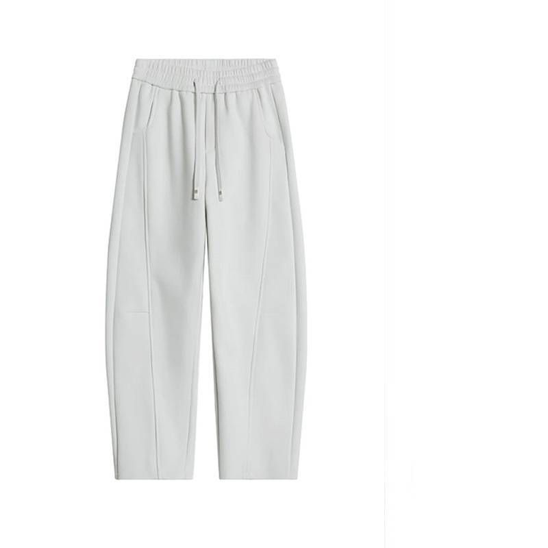 "Unisex Banana-Cut Straight-Leg Sweatpants - 3D Tailored Curve Blade Design For Spring/Fall, Relaxed Fit Casual Pants With Streetwear Aesthetic_viptrois.com