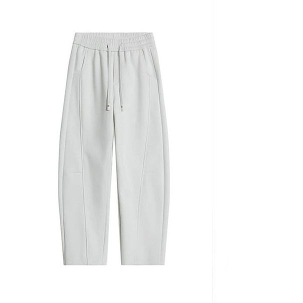 "Unisex Banana-Cut Straight-Leg Sweatpants - 3D Tailored Curve Blade Design For Spring/Fall, Relaxed Fit Casual Pants With Streetwear Aesthetic_viptrois.com