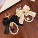 e Big Bow Tie Pearl String Keychain Ribbon Bag Pendant Handmade Hair Accessories Car Accessories_viptrois.com