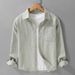 Men's Simple And Versatile Long Sleeved Shirt, Loose, Comfortable, Breathable, Fresh, Thin Casual Shirt_viptrois.com