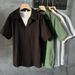 Men's Clothing Mature Style Ice Silk Short Sleeved Polo Shirt Men's Summer Trendy Casual Mid Sleeve T Shirt Trendy Men's Half Sleeved Tops_viptrois.com