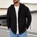 Men's Clothing Solid Color Heavy Retro Spring Autumn Winter Men's Fleece Top Jacket Solid Color Zipper Sweatshirt_viptrois.com