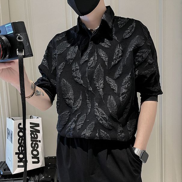 Men's Short Sleeved Trendy Brand Handsome Ice Silk Shirt_viptrois.com