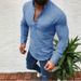 Men's Clothing Autumn New Solid Color Long Sleeved Casual Polyester Half Open Shirt_viptrois.com