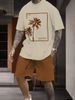 Men's Clothing Men's Casual Vacation Summer Short Sleeved Shorts Suit Coconut Tree Print_viptrois.com