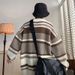 Pure Men's Sweater Japanese Retro Striped Color-Block Base Shirt Knitwear Autumn Winter Thickened Trendy Loose Knit Cardigan_viptrois.com