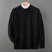 Men’s Jacquard Knit Wool Sweater – Thick Winter Pullover With Solid Colors (Olive Green/Greyish/Quiet Black/Haze Blue/Raw Velvet Rice_viptrois.com