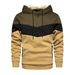 Men's Color-Block Hoodie | Oversized Fleece-Lined Pullover With Side Pockets | Streetwear Essential (White, Khaki, Yellow, Orange, Red)_viptrois.com