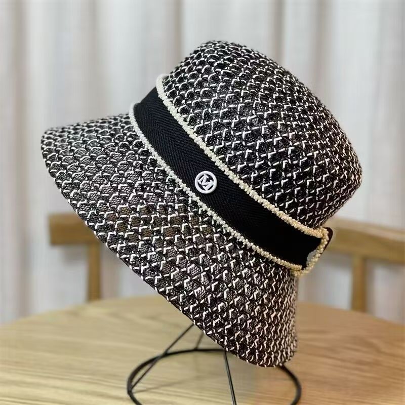 Unisex Temperament letters bucket Fisherman hat Straw hat children outing shade white basin hat tide_viptrois.com