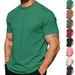 2026 Summer Solid-color Round-neck Cotton Casual Sports Solid-color Simple Top Short Sleeve Men's Shirt_viptrois.com