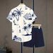 Men's Summer Casual Shirts Jacquard Short Sleeved Cardigans Business Casual Suits_viptrois.com