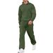 Men's Casual Knitted Tracksuit Set – Ribbed Jacquard Long Sleeve Polo Top With Stand Collar And Drawstring Pants, Fashion Sportswear Outfit_viptrois.com