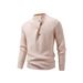Men's Casual Knit Sweater - Loose Fit Button Front Pullover For Autumn Winter (White, Gray, Black, Burgundy, Khaki, Brown)_viptrois.com