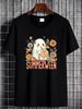 Retro SummerWeen Ghost Summer Halloween T-Shirt Graphic Stretched Unisex Women Top Graphic Tees Women Casual Print Round Neck Short Sleeve Top For Everyday Wear Soft Fashion Stylish Streetwear Versatile Designer Clothes Slightly Female Comfortable_viptrois.com