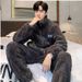 Autumn And Winter Pajamas For Men, Thickened With Coral Fleece For Warmth, Flannel For Teenagers, New Fashionable Home Clothes_viptrois.com