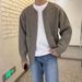 Men's Oversized Knit Cardigan, Solid Color Casual Long Sleeve Sweater For Autumn & Winter, Trendy Loose Fit Loungewear_viptrois.com