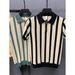 Men's Clothing Ice Silk Short Sleeved Shirt Slim Striped Colorblock Knitted Lapel T Shirt_viptrois.com