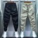 Teenage and guys little young men clothing pants solid color elastic splicing slim fitting pants trendy brand Korean version versatile harem pants_viptrois.com