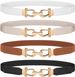 WERFORU Women Skinny Belt For Dresses Retro Stretch Waist Belt With Gold Buckle Set Of 4_viptrois.com