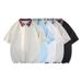Men's American Style Short Sleeve T-Shirt Summer Collared Polo Heavyweight Preppy Color Block Loose Fitting Trendy Top_viptrois.com