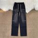 Spring And Autumn Men's Jeans Trendy Brand Ins Zipper Design Sense Pants Straight American High Street Ruffian Handsome Tooling Pants_viptrois.com