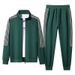 Men's Clothing Men's 3-Stripe Track Suit Set Stand Collar Sweatshirt With Joggers, Casual Sportswear For Running & Gym (Grey/Black/Dark Green) - M-5XL_viptrois.com