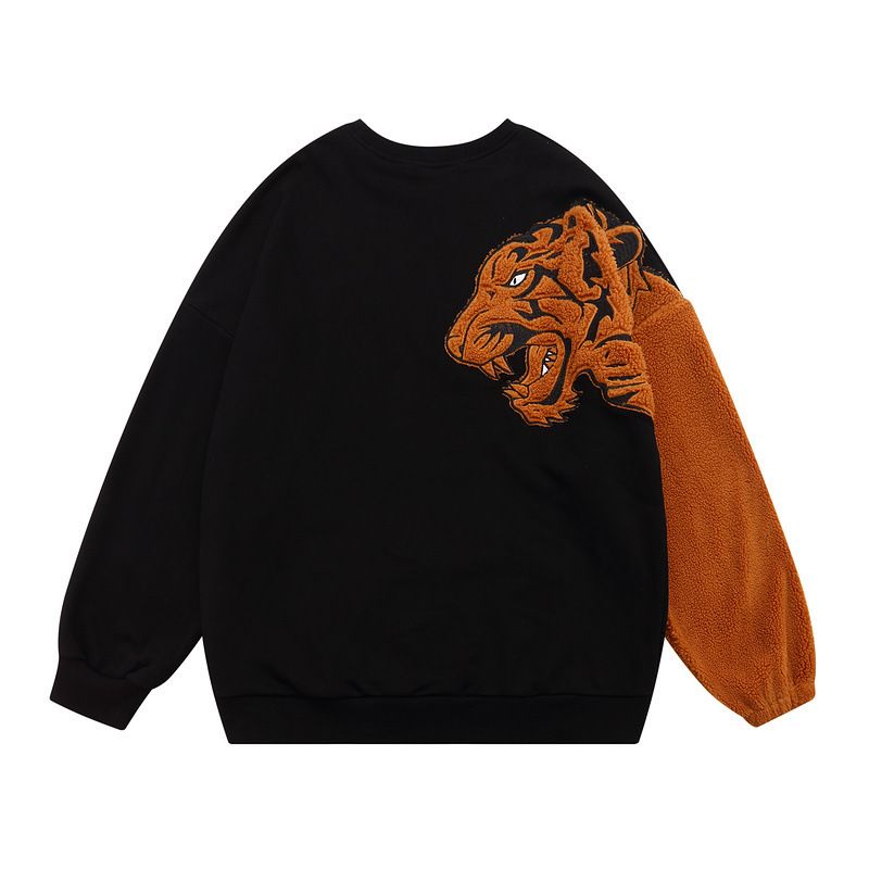 Stitched Tiger Head Creative Design Autumn And Winter Trendy Sweatshirts For Men And Women Couple Tops Hip-hop Personalized Jackets_viptrois.com