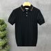 Men's High End Light Luxury Knitted Polo Shirt Short Sleeved Ice Silk Collar Solid Color New Summer Style T-Shirt_viptrois.com