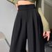Women's High-Waisted Summer Dress Pants – Office To Brunch Straight Leg Trousers (S-5XL) – Stretch Polyester Wide-Leg Flow With Hidden Pockets_viptrois.com