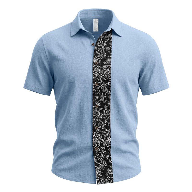 Plus Size Men's Summer Shirts Linen Short Sleeved Casual Style Lapel_viptrois.com