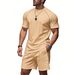 Men's Quick-Dry Raglan Short-Sleeve T-Shirt & Shorts Set – Summer Athleisure (Black/Grey/Denim Blue/Apricot, S-XXXL)_viptrois.com