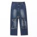 European And American New Denim Jeans Men, Loose Fit For Young Studen, Spliced Korean Personalized Multifunctional_viptrois.com