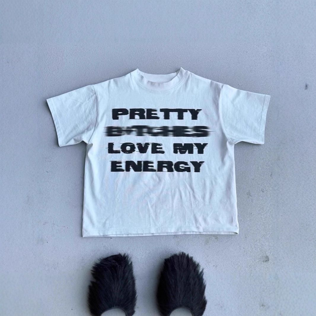 Heavyweight 250gsm 100% Cotton Oversized T-Shirt, Vintage Distressed Letter Print Unisex Tee For Men And Women_viptrois.com