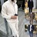 Men's Clothing Casual Lapel Zipper Solid Color Jacket And Trousers Two Piece Suit_viptrois.com