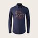 Men’s Printed Long-Sleeve Shirt – Fashion Cotton Blend, Slim Fit, Unique Trendy Style (White/Black/Navy/Color Blue)_viptrois.com