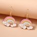 Japanese And Korean Cross Border Small Fragrance Style Sweet Style Pink Cute U Shaped Rainbow Cloud Style Alloy Oil Drop Earrings Simple Female_viptrois.com